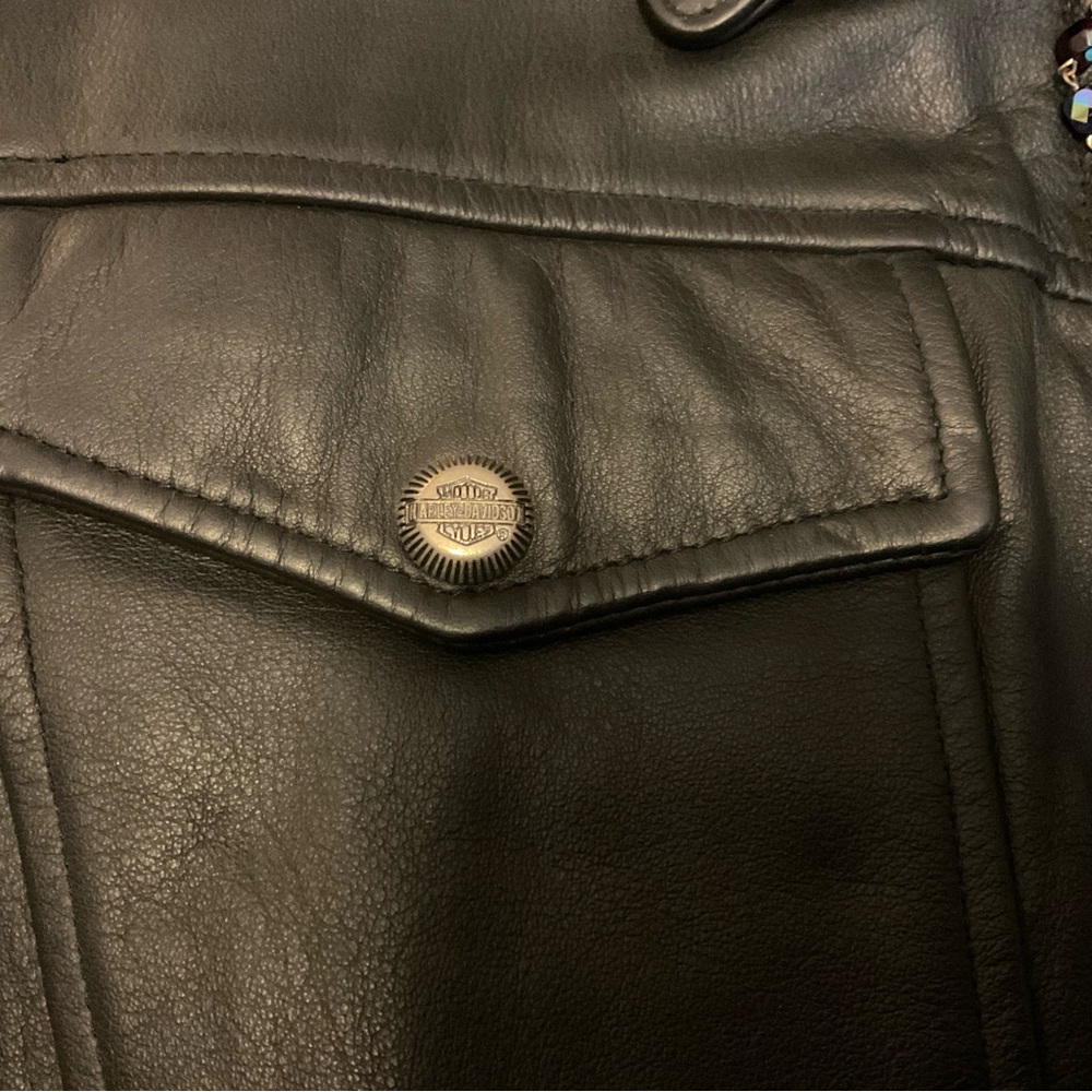Mint Vintage Harley Davidson An American Legend Studded Leather Moto Jacket Sz S - Picture 10 of 16